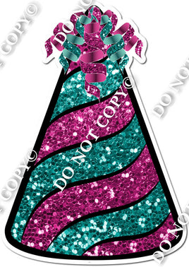 Hot Pink & Teal Sparkle Party Hat w/ Variants