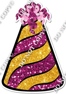 Hot Pink & Gold Sparkle Party Hat w/ Variants