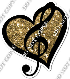Gold Sparkle Heart & Music Note