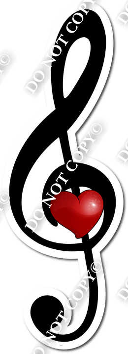 Music Note SIlhouette with Small Red Heart