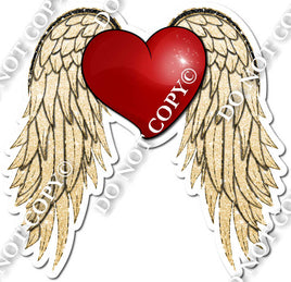 Gold Sparkle Wings with Heart