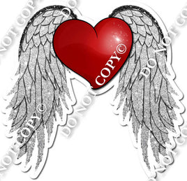 Silver Sparkle WIngs with Heart