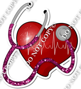 Red Heart & Pink Sparkle Stethoscope