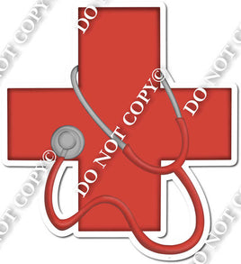 Red Cross with Red Stethoscope