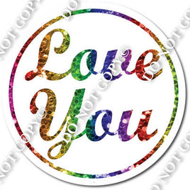 Love You for Sparkle Rainbow Vertical Frame