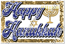 Blue & Gold Happy Hanukkah