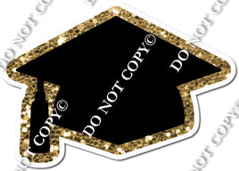 Gold Sparkle Lined Graduation Cap
