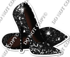 Pair of High Heels Black Sparkle