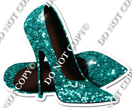 Pair of High Heels Teal Sparkle