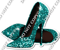 Pair of High Heels Teal Sparkle