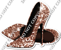 Pair of High Heels Rose Gold Sparkle