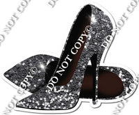 Pair of High Heels Silver Sparkle
