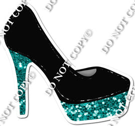 Single High Heel Teal Sparkle