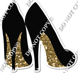 Rear Facing Heels Gold Sparkle