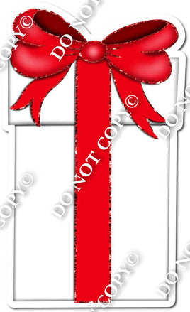 Tall Red Bow, White Present