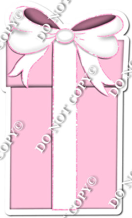 Tall White Bow, Baby Pink Present