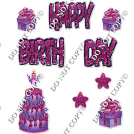 10 pc Happy Birthday - Swift - Hot Pink & Purple Flair-hbd0301