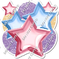 Baby Pink & Blue, Lavender & Champagne Balloon & Star Bundle