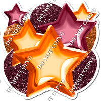 Orange & Burgundy Foil Balloon & Star Bundle