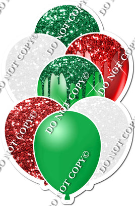 Green, White, Red Balloon Bundle