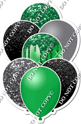 Green, Silver, Black Balloon Bundle
