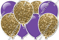 Gold Sparkle & Flat Purple Horizontal Balloon Panel