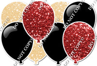 Red & Champagne Sparkle & Flat Black Horizontal Balloon Panel
