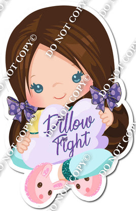 Right - Pillow Fight - Light Skin Tone Girl - Purple Letters w/ Variants