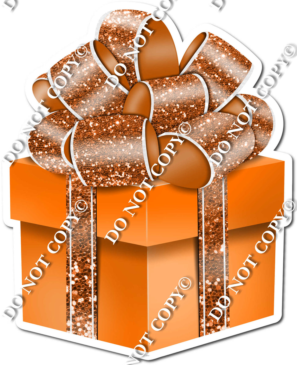 Sparkle - Orange Box & Orange Ribbon Present - Style 2| Sign Swag USA