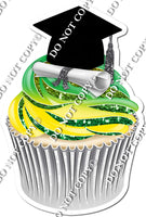 Green & Yellow Ombre - Blank Graduation Cap Cupcake