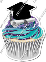 Purple & Teal Ombre - Blank Graduation Cap Cupcake