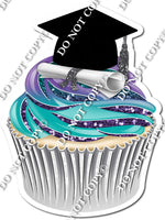 Purple & Teal Ombre - Blank Graduation Cap Cupcake