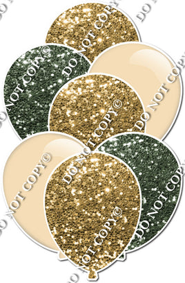 Gold, Sage Sparkle & Flat Champagne Balloon Bundle