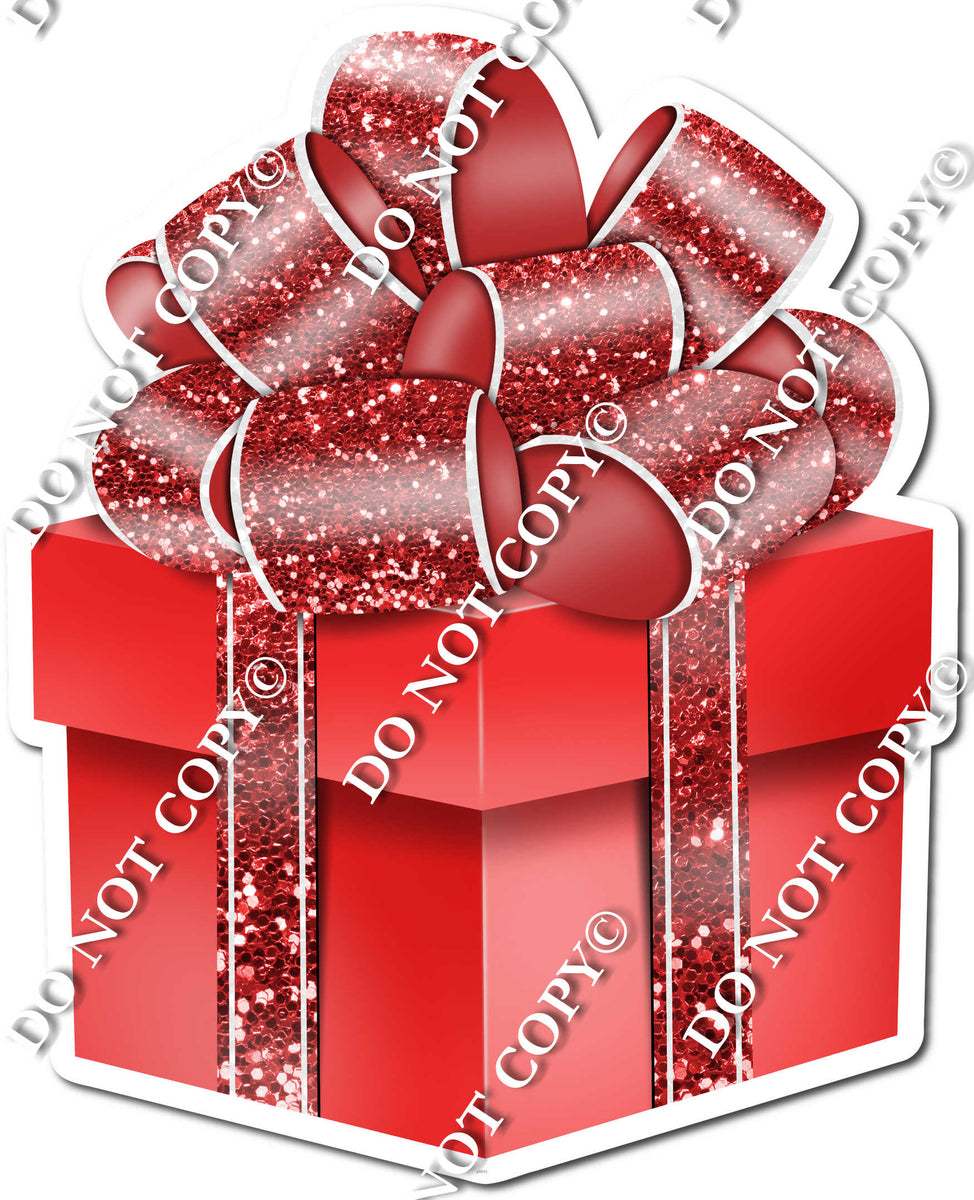 Sparkle - Red Box & Red Ribbon Present - Style 2| Sign Swag USA