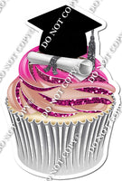 Hot Pink & Rose Gold Ombre - Blank Graduation Cap Cupcake