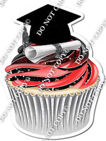 Black & Red Ombre - Blank Graduation Cap Cupcake
