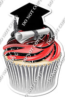 Black & Red Ombre - Blank Graduation Cap Cupcake