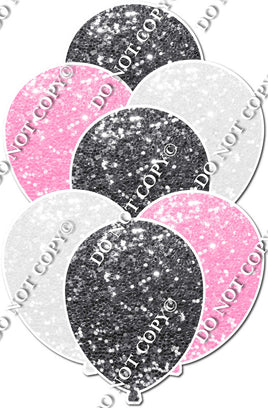 Silver, White, Baby Pink Sparkle Balloon Bundle