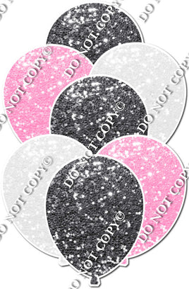 Silver, White, Baby Pink Sparkle Balloon Bundle