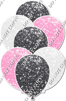 Silver, White, Baby Pink Sparkle Balloon Bundle