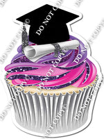 Purple & Hot Pink Ombre - Blank Graduation Cap Cupcake