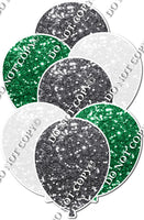 Silver, Green, White Sparkle Balloon Bundle