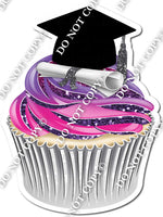 Purple & Hot Pink Ombre - Blank Graduation Cap Cupcake