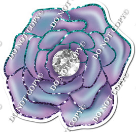 Tear & Purple Ombre Open Rose with Diamond w/ Variants