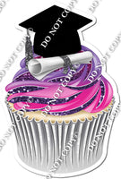 Purple & Hot Pink Ombre - Blank Graduation Cap Cupcake