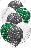 Silver, Green, White Sparkle Balloon Bundle
