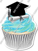 Baby Blue & Mint - Blank Graduation Cap Cupcake