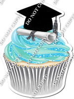 Baby Blue & Mint - Blank Graduation Cap Cupcake