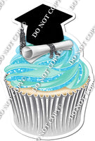 Baby Blue & Mint - Blank Graduation Cap Cupcake