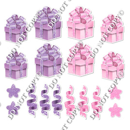 18 pc Lavender & Baby Pink Present Set Flair-hbd0546